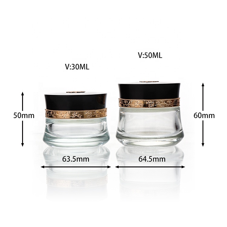 Cosmetic Packaging Bottles Glass Cream Jars 50 ml Cosmetic Pot Jar With Lids