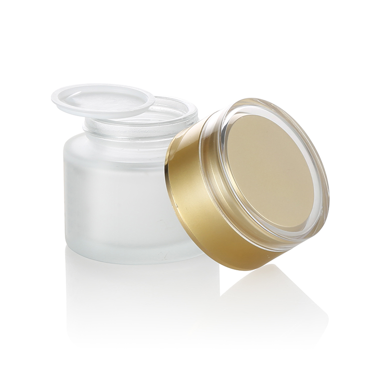 Cosmetic Packaging Clear Frosted Body Cream Packaging 50g Glass Jar Matte Gold Lid