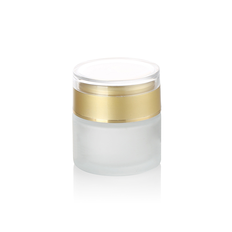 Cosmetic Packaging Clear Frosted Body Cream Packaging 50g Glass Jar Matte Gold Lid