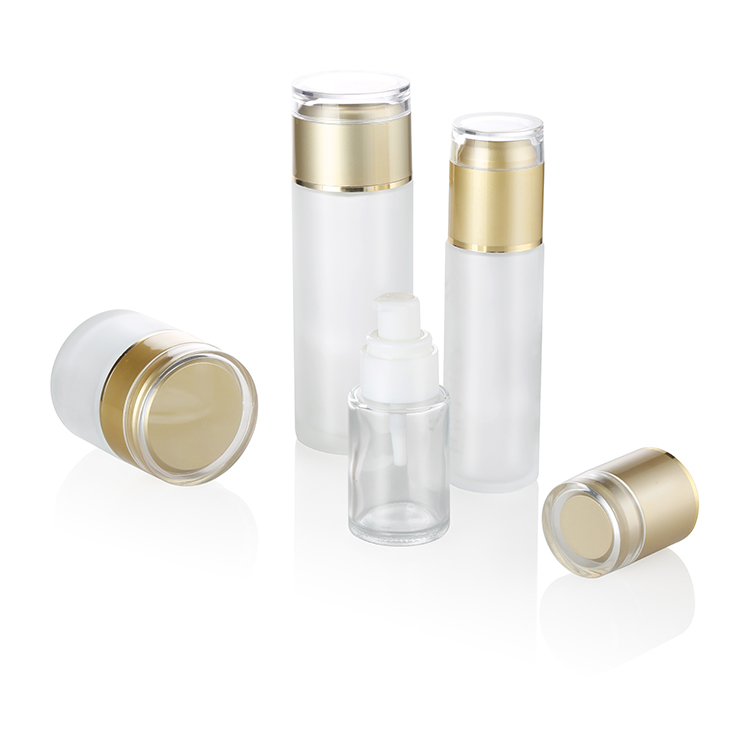 Cosmetic Packaging Clear Frosted Body Cream Packaging 50g Glass Jar Matte Gold Lid