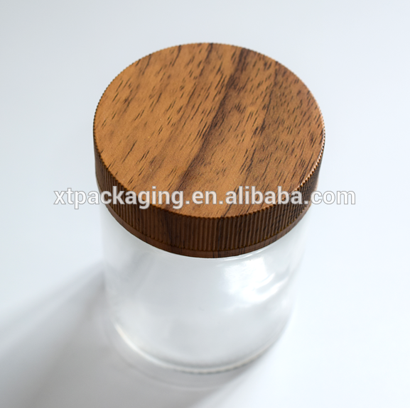 Cosmetic Packaging Cream Cosmetic Glass Jar High Quality With Printed Wood Lid Custom Logo Surface Cap Color