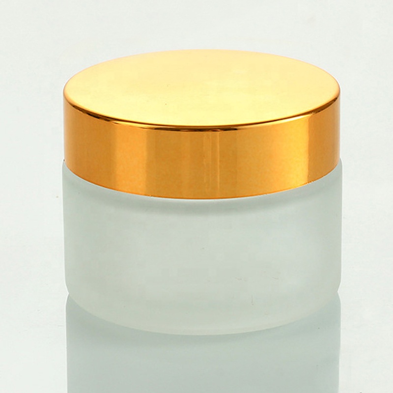 Cosmetic Packaging Custom 10g 15g 50g Gold Lid Empty Frosted Glass Jar