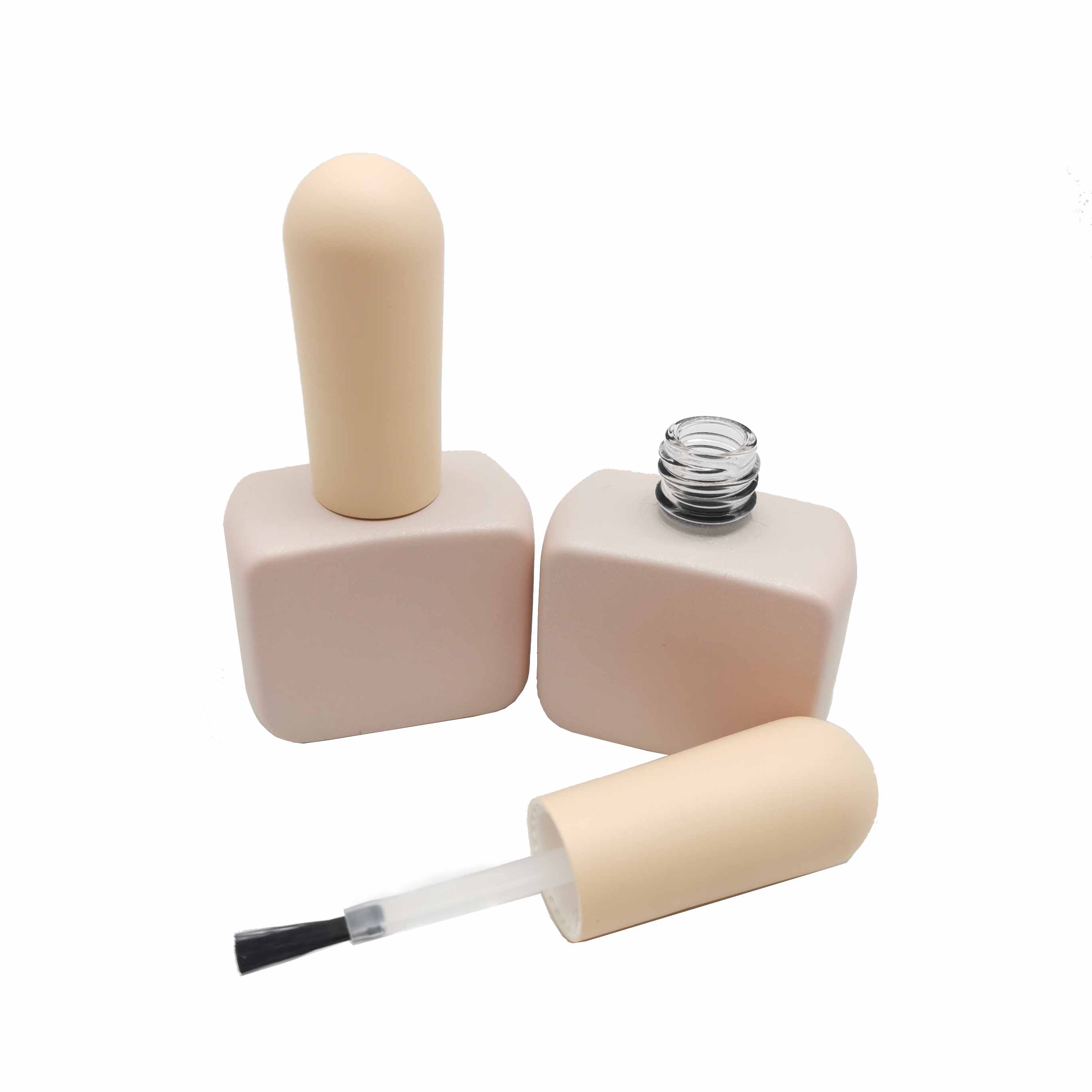 Cosmetic Packaging Custom Print 10ml Square Nail Polish Bottle Pink Glass Empty Square Nail Polish Bottle