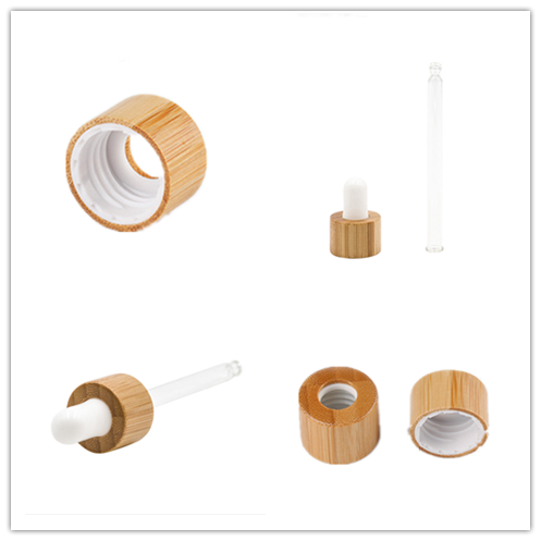Cosmetic Packaging Essential Oil Frosted Green Glass Dropper Bottle With Bamboo Cap
