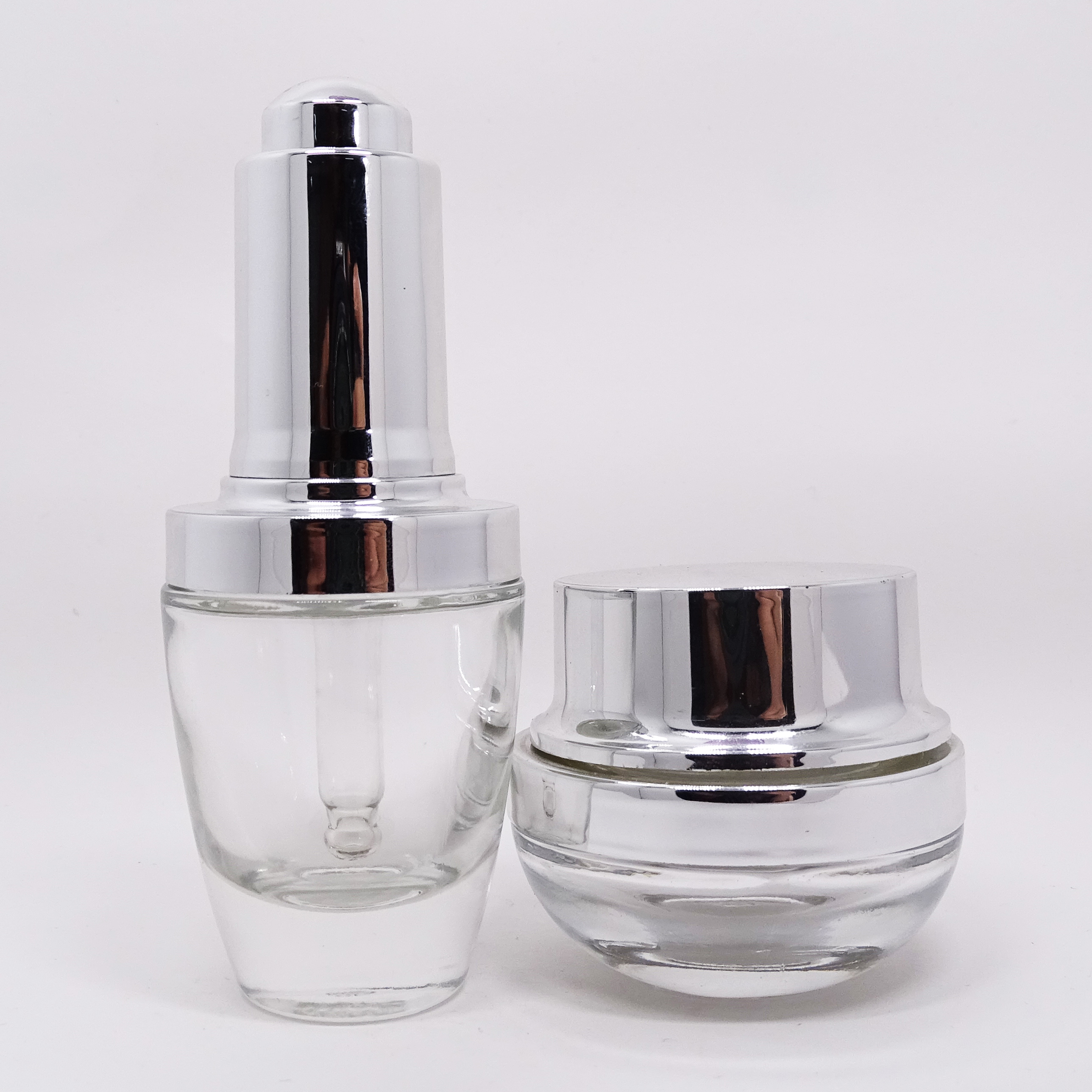 Cosmetic Packaging Fancy luxury glass cosmetic container set