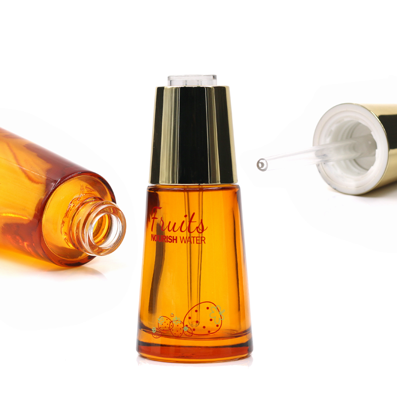 Cosmetic Packaging Frosted yellow Essential Oil Cosmetic Glass Bottle