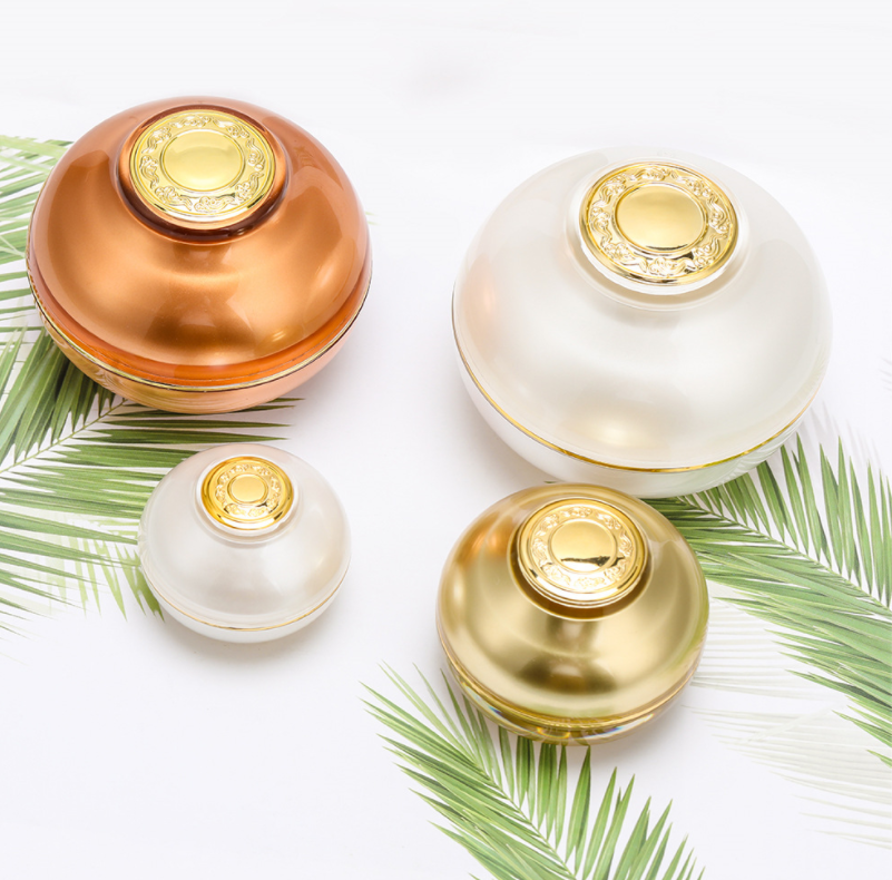 Cosmetic Packaging In Stock 5g 15g 30g 50g Gold Shiny Luxury Cosmetic Jar Cream Container Acrylic Jar