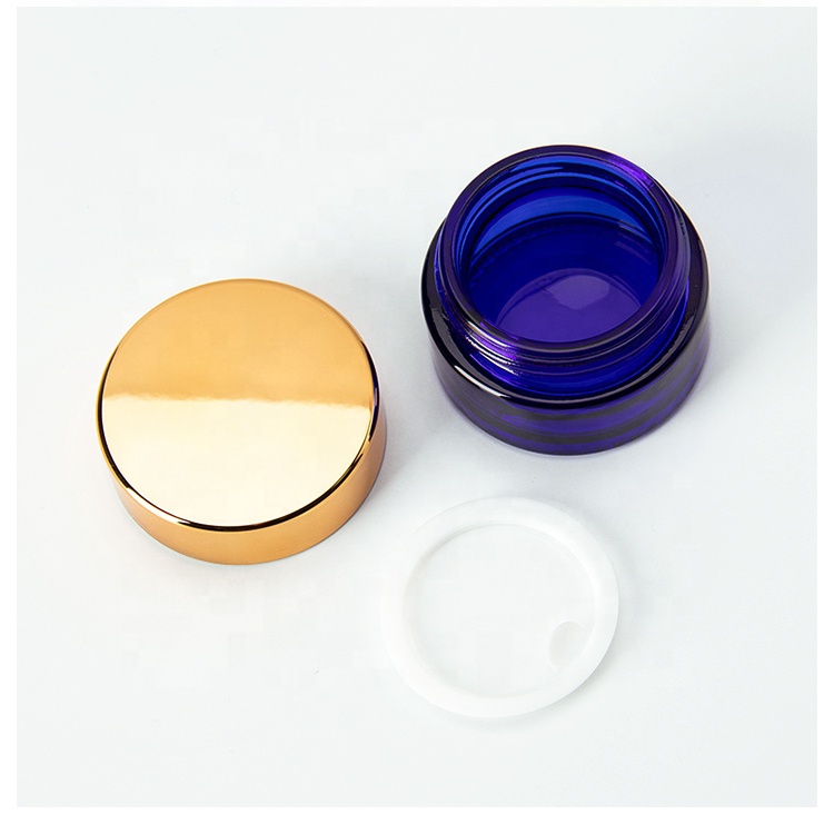 Cosmetic Packaging Jar cobalt blue glass jars 50 ml with silver cap