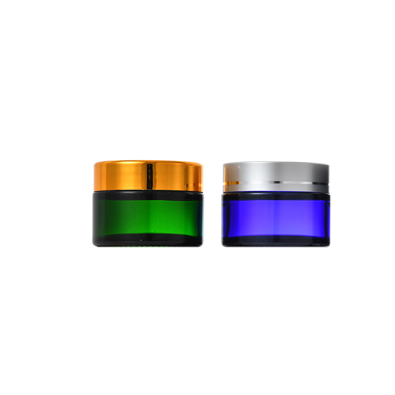 Cosmetic Packaging Jar cobalt blue glass jars 50 ml with silver cap