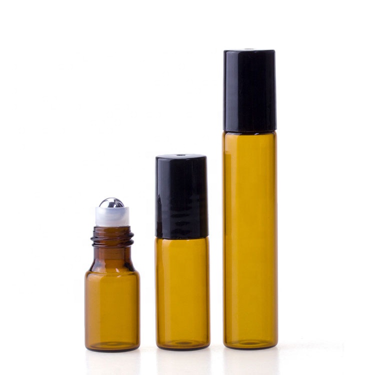 Cosmetic Packaging Mini Roll On Bottle For Essential Oil Clear 5ml 10ml Glass Bottle With Stainless Steel Roll Ball