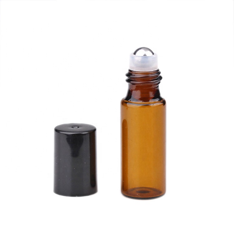 Cosmetic Packaging Mini Roll On Bottle For Essential Oil Clear 5ml 10ml Glass Bottle With Stainless Steel Roll Ball