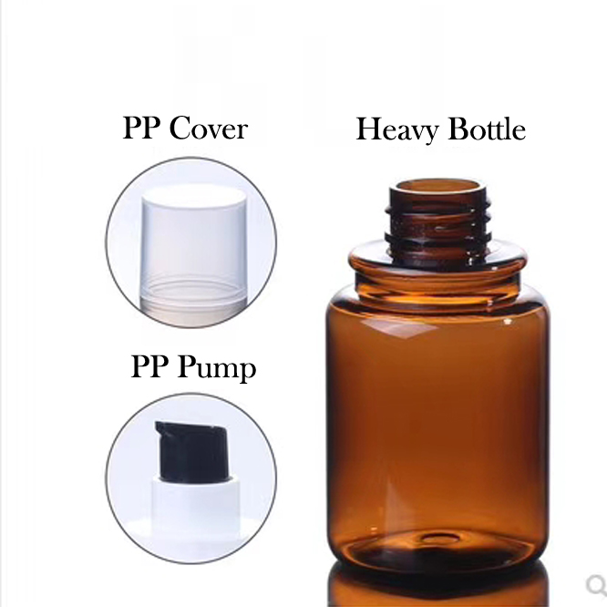 Cosmetic Packaging Set Amber PET Skincare Oil PET Bottle Body Cream Plastic Jar With Screw Cap And Pump