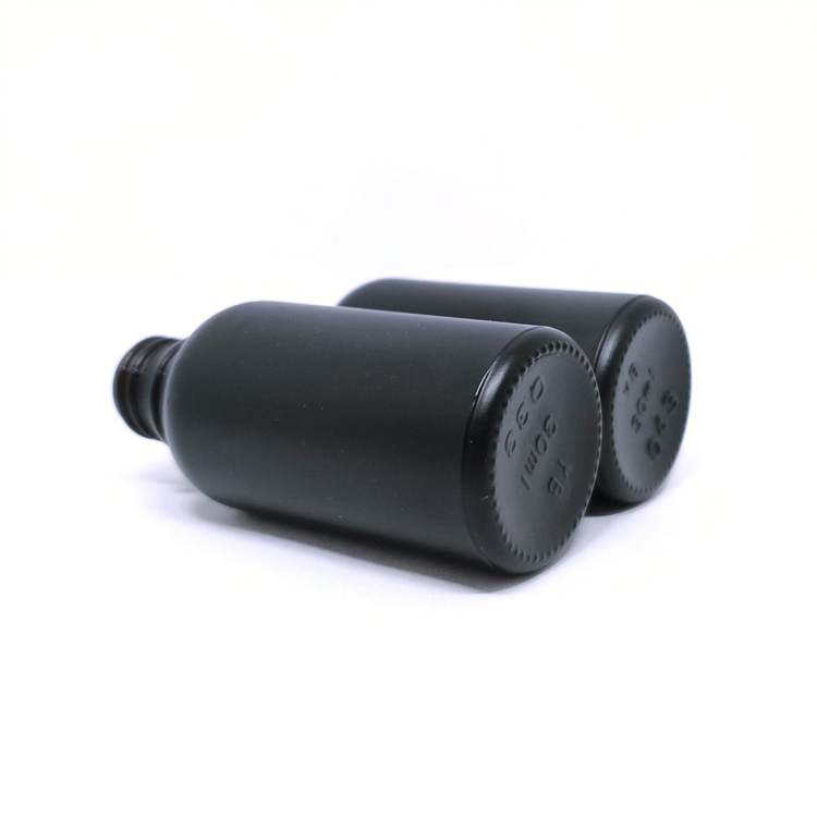 Cosmetic Packing Essential Oil 30ml Matte Black Glass Bamboo Dropper Bottle