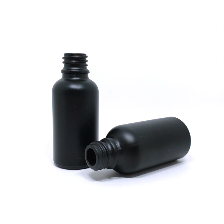 Cosmetic Packing Essential Oil 30ml Matte Black Glass Bamboo Dropper Bottle