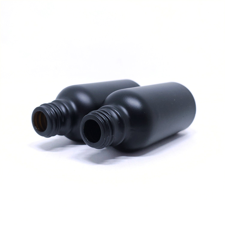 Cosmetic Packing Essential Oil 30ml Matte Black Glass Bamboo Dropper Bottle