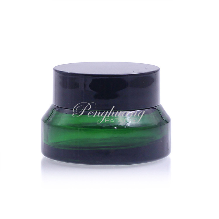 Cosmetic Packing Glass Jars Green Glass Body Cream Container Frosted Glass Jar 50ml With Cap