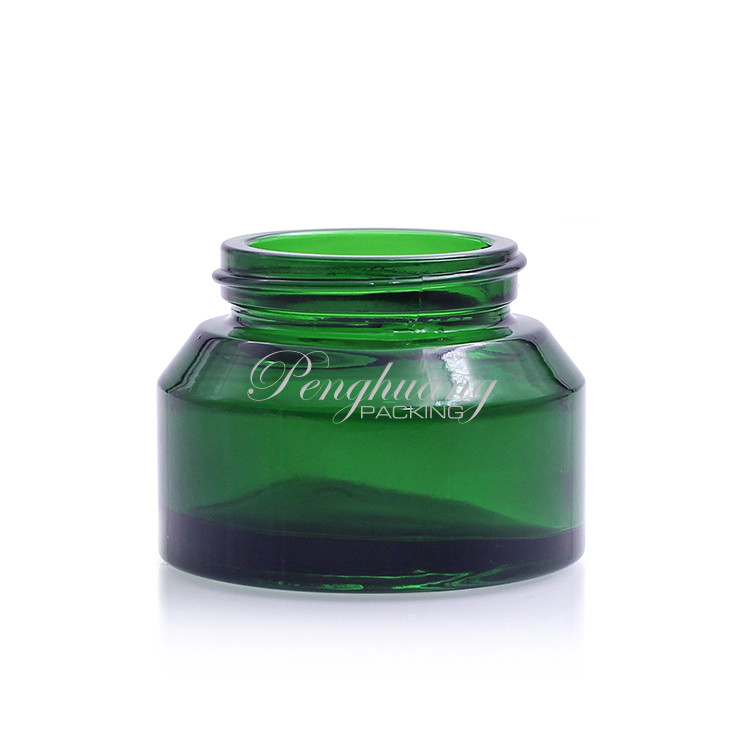 Cosmetic Packing Glass Jars Green Glass Body Cream Container Frosted Glass Jar 50ml With Cap