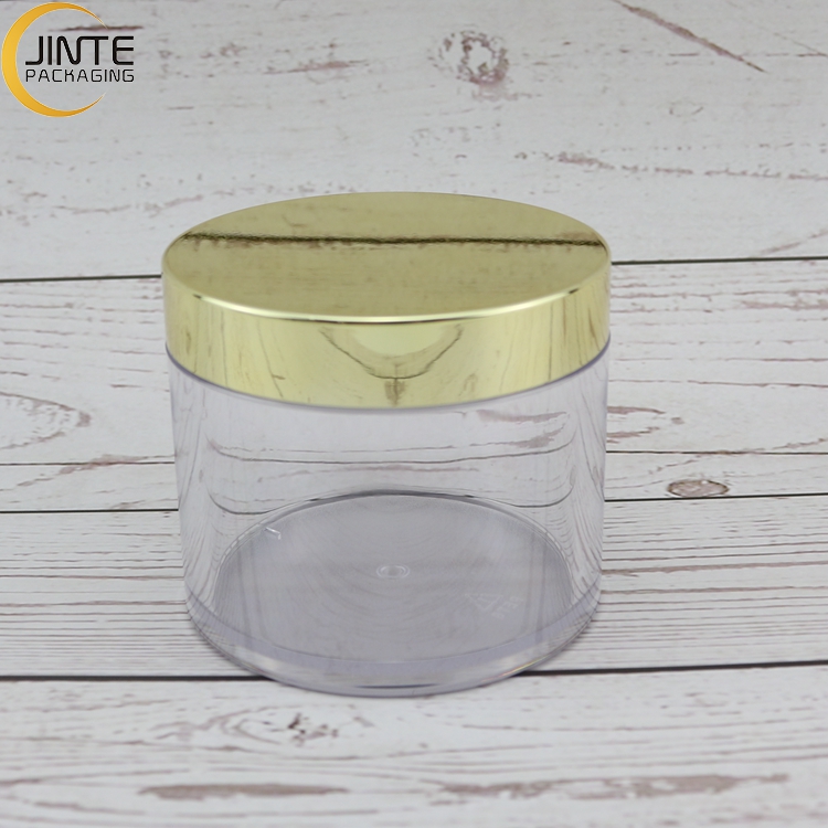 Cosmetic Plactic Packaging Containers Food Grade Round Jar With Gold Lid Printed Jar Cap 8oz 6oz 5oz 4oz