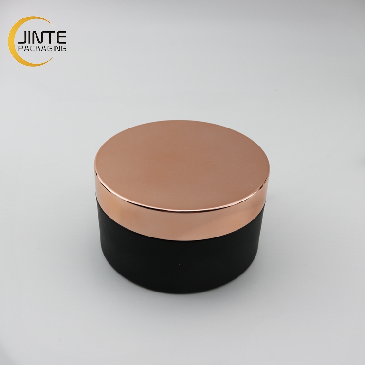 Cosmetic Round Hair Pomade Plastic Containers Rose Gold Cap Black PETG Empty Jar
