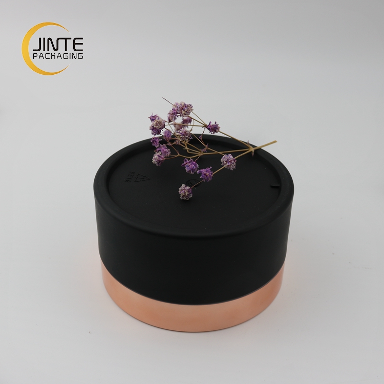 Cosmetic Round Hair Pomade Plastic Containers Rose Gold Cap Black PETG Empty Jar
