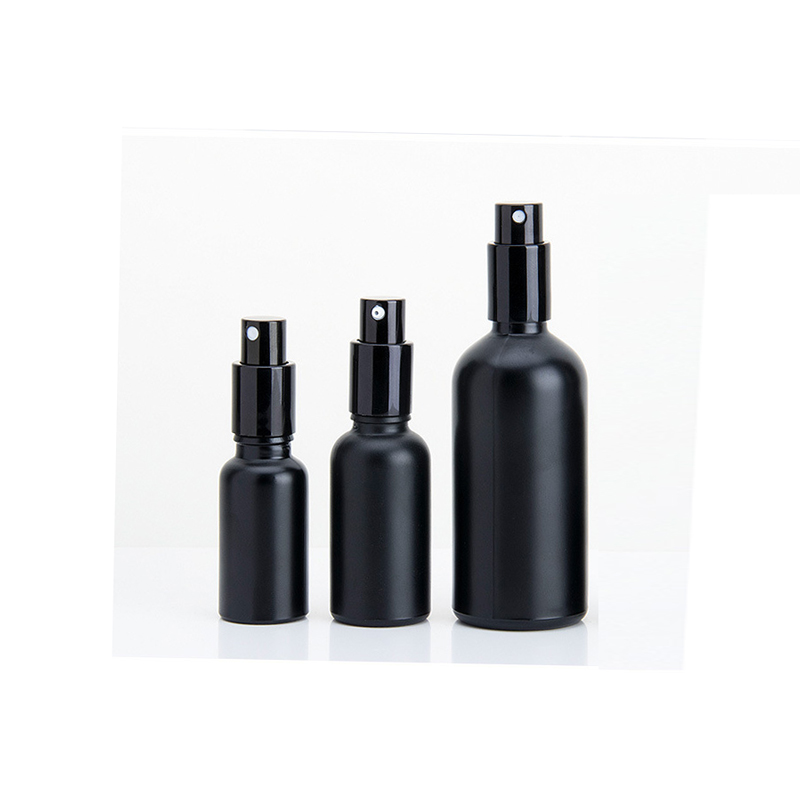 Cosmetic Round Violet Matte Black 30ml 50ml 100ml Glass Perfume Spray Bottle with Aluminum Spray Cap