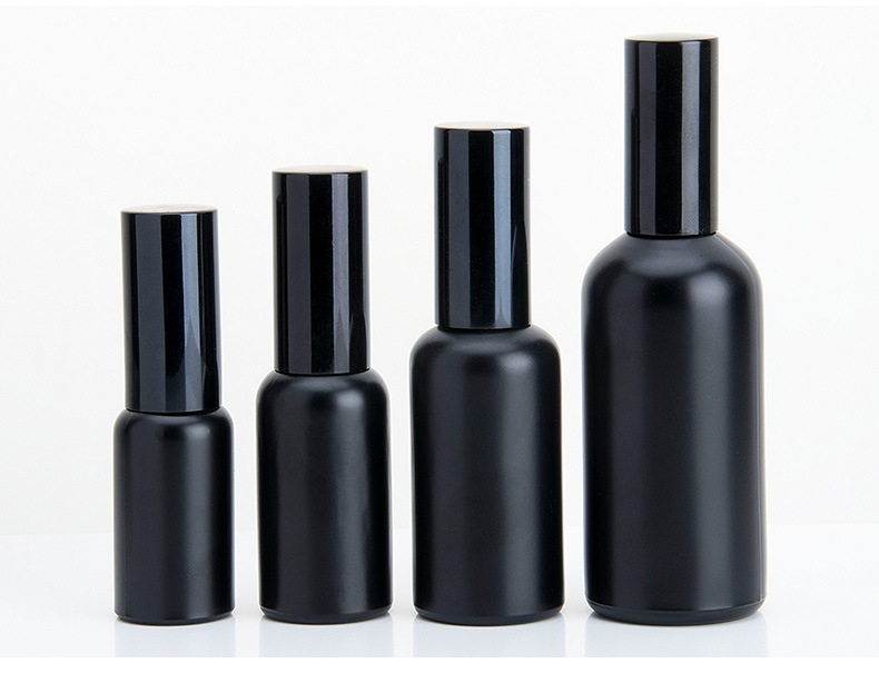 Cosmetic Round Violet Matte Black 30ml 50ml 100ml Glass Perfume Spray Bottle with Aluminum Spray Cap