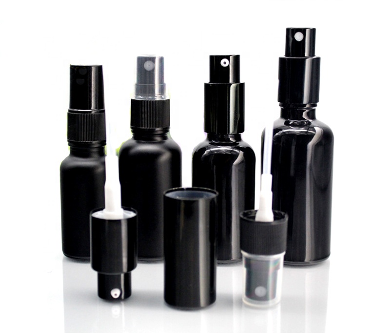 Cosmetic Round Violet Matte Black 30ml 50ml 100ml Glass Perfume Spray Bottle with Aluminum Spray Cap