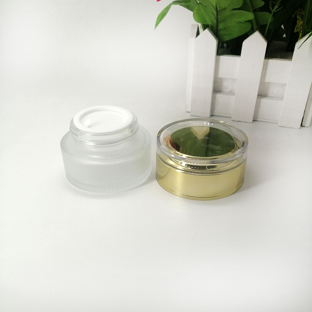 Cosmetic Scrub Glass Jar 20g Plating Acrylic Gold Cover Cream Cream Bottle Container Packaging Skin care cream empty jar