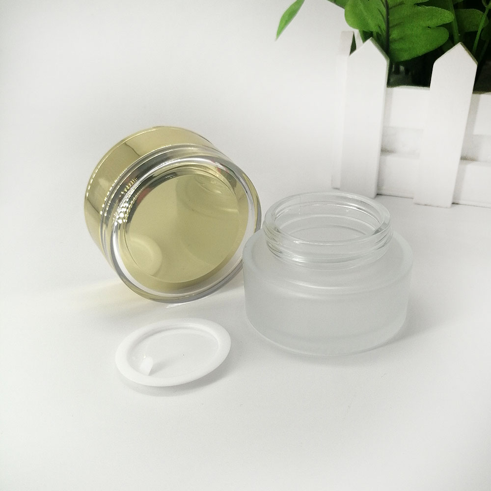 Cosmetic Scrub Glass Jar 20g Plating Acrylic Gold Cover Cream Cream Bottle Container Packaging Skin care cream empty jar