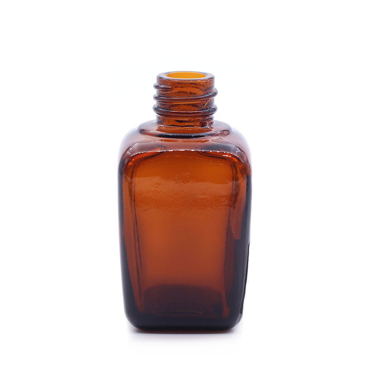 Cosmetic Use 35ml Fancy Amber Square Glass Cosmetic Serum Dropper Bottle