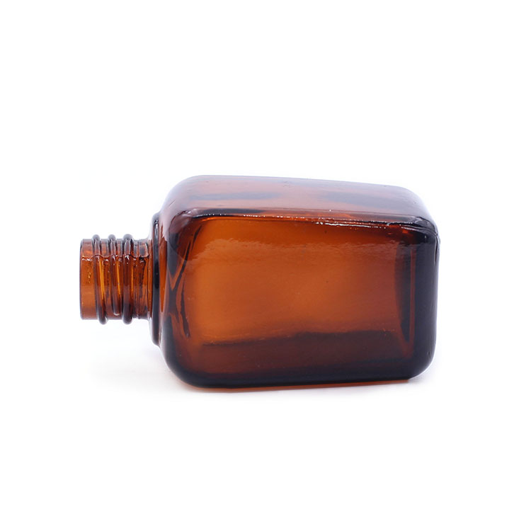 Cosmetic Use 35ml Fancy Amber Square Glass Cosmetic Serum Dropper Bottle