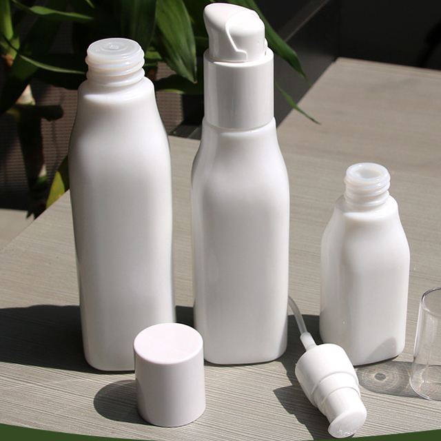 Cosmetic White Porcelain Bottle with pump 120ml 100ml 40ml and Opal Glass Cream jar Set 50g 150g