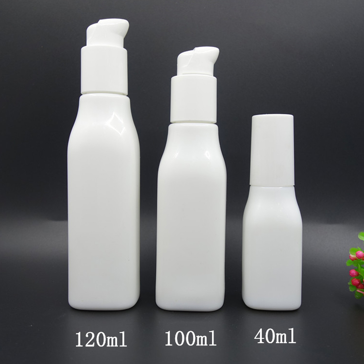 Cosmetic White Porcelain Bottle with pump 120ml 100ml 40ml and Opal Glass Cream jar Set 50g 150g