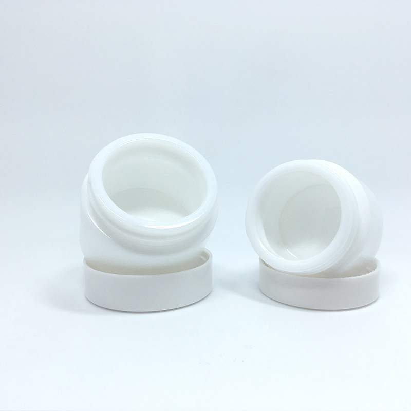 Cosmetic White Porcelain Bottle with pump Opal Glass Cream jar Set 50g 100g