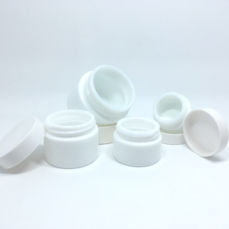 Cosmetic White Porcelain Bottle with pump Opal Glass Cream jar Set 50g 100g