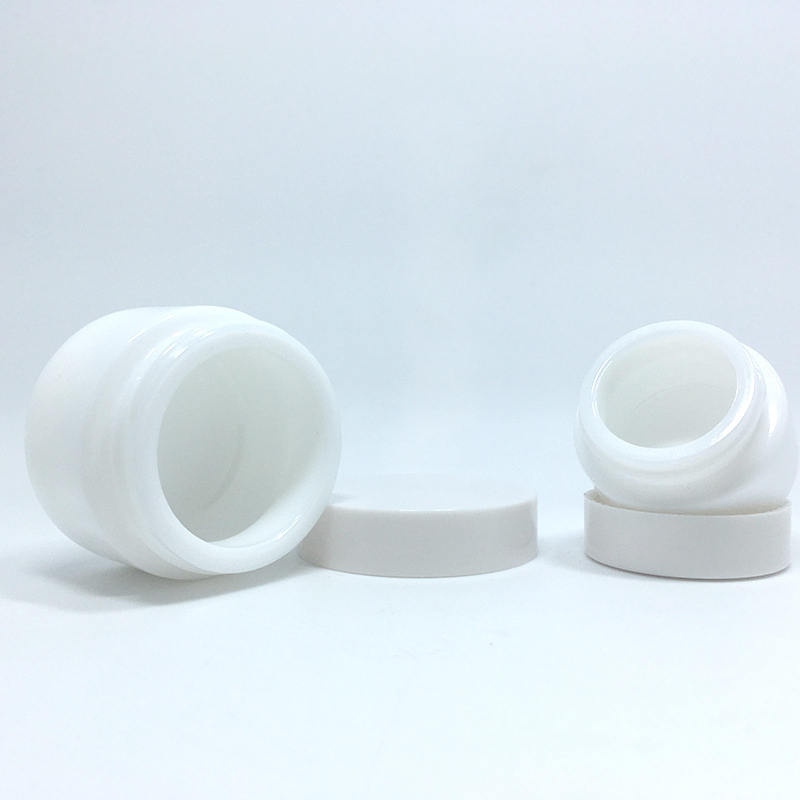 Cosmetic White Porcelain Bottle with pump Opal Glass Cream jar Set 50g 100g