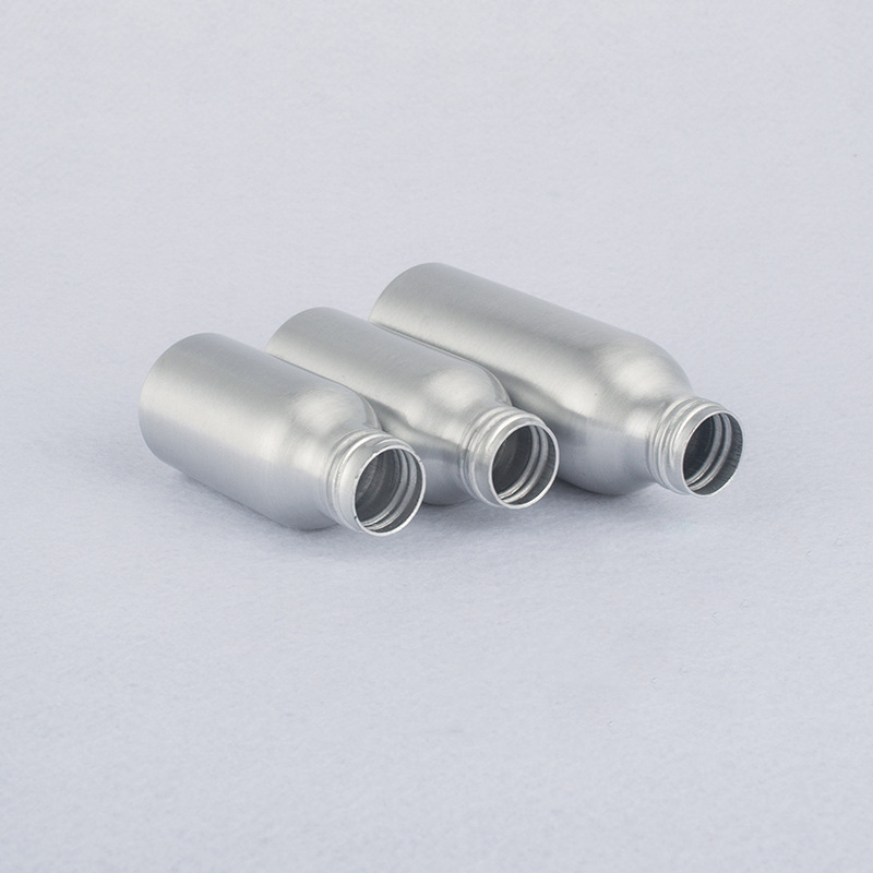 Cosmetic aluminum bottle with bamboo pump sprayer aluminum lotion bottle sliver aluminum bottle 150ml 200ml