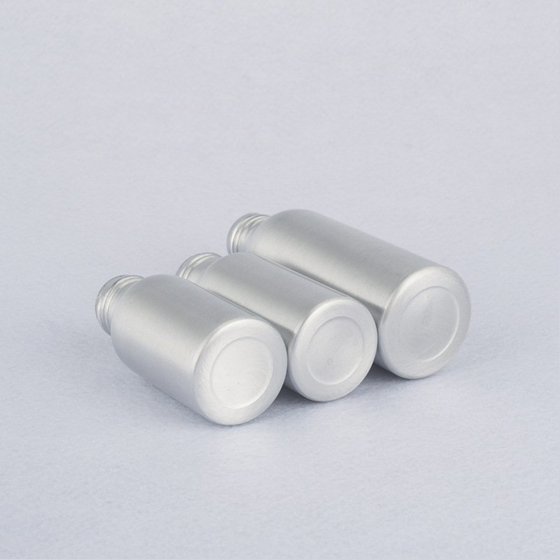 Cosmetic aluminum bottle with bamboo pump sprayer aluminum lotion bottle sliver aluminum bottle 150ml 200ml