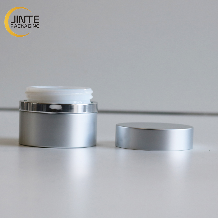Cosmetic aluminum container Sliver jar with PP jar inside