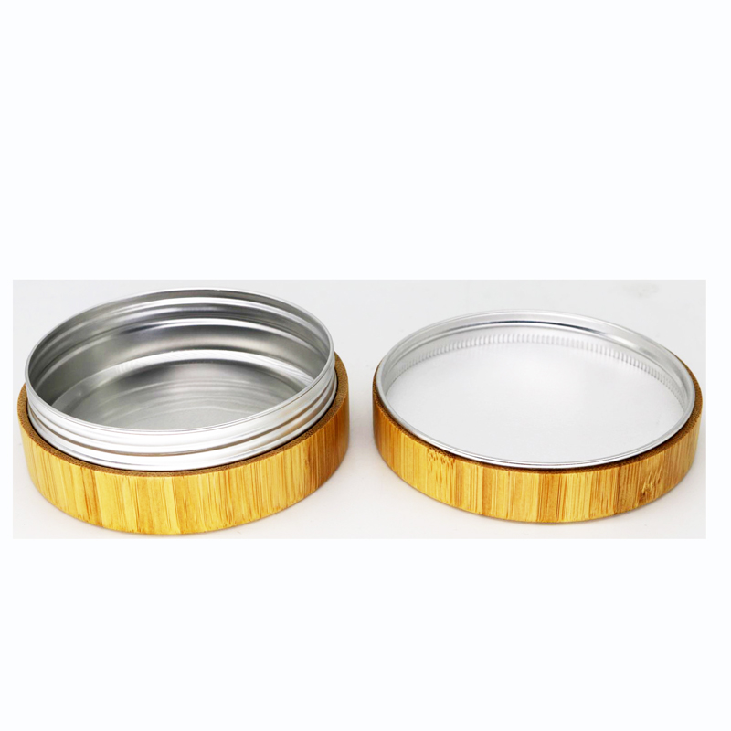 Cosmetic bamboo packaging 10g 15g small frosted glass jar bamboo lid for eye cream eyeshadow powder glitter