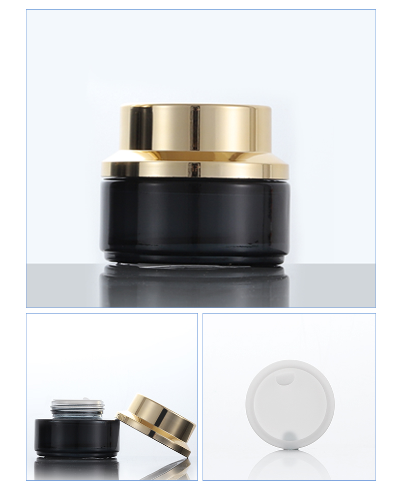 Cosmetic black glass jar 50g 2oz glass jars cosmetic skin Care Cream face cream jar packaging