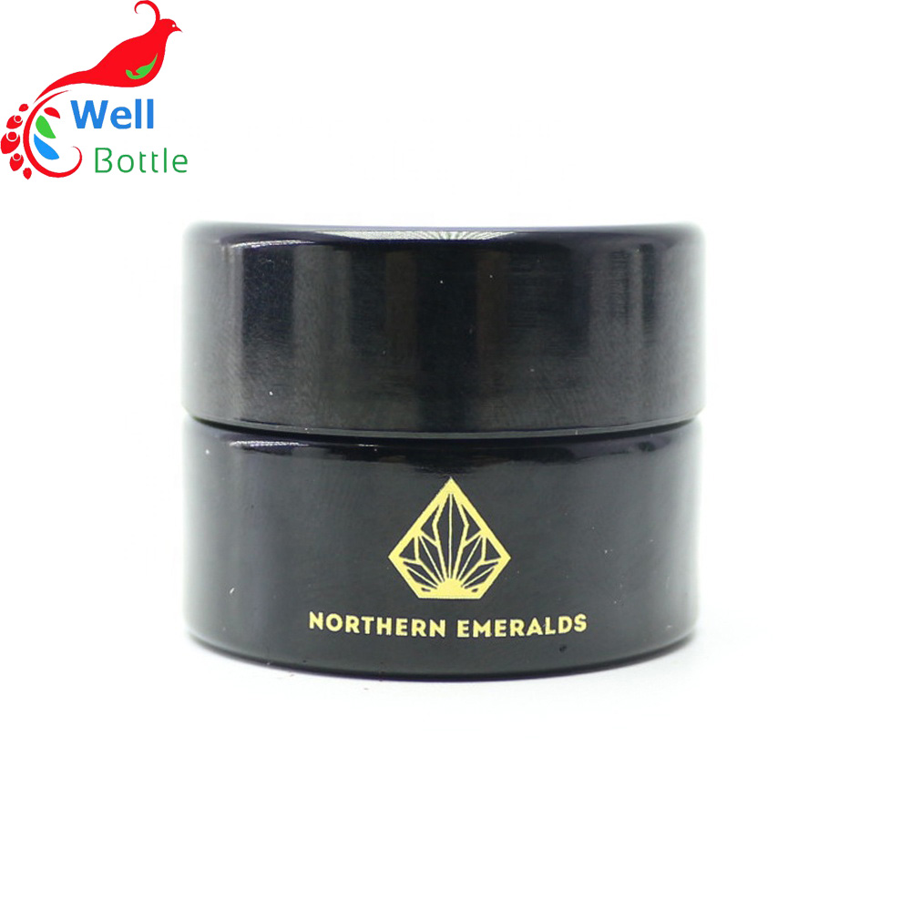 Cosmetic black violet Glass cream Jar 50ml with custom printing VJ-96S