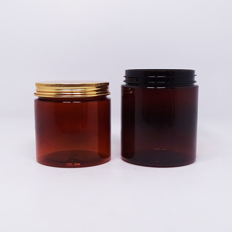 Cosmetic body cream containers PET plastic amber jar 250ml wholesale