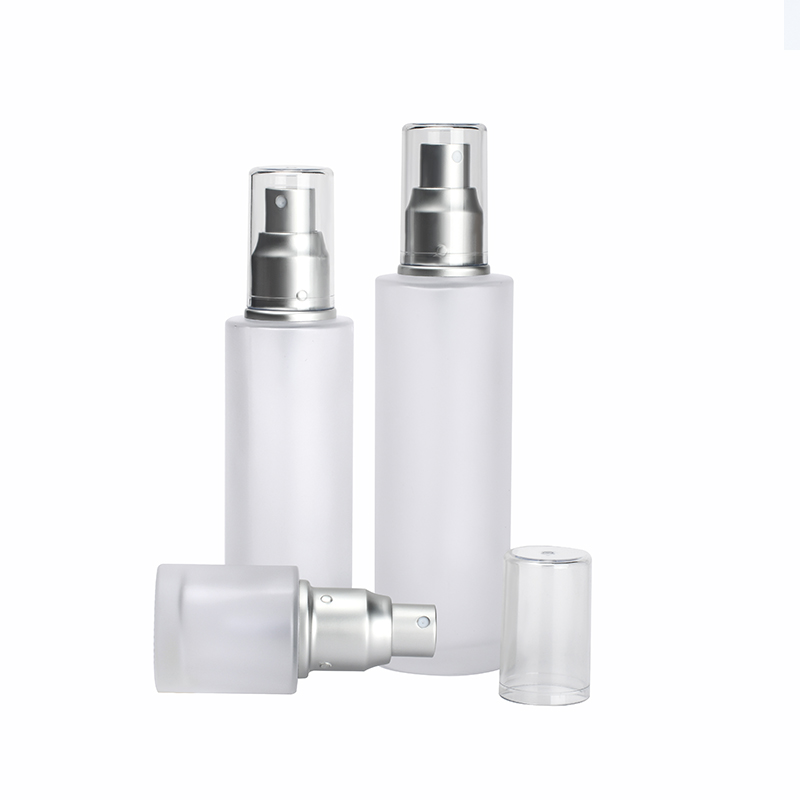 Cosmetic body lotion cream packaging 20ml 30ml 50ml 100ml 120ml 150ml frosted clear glass empty lotion pump spray bottle