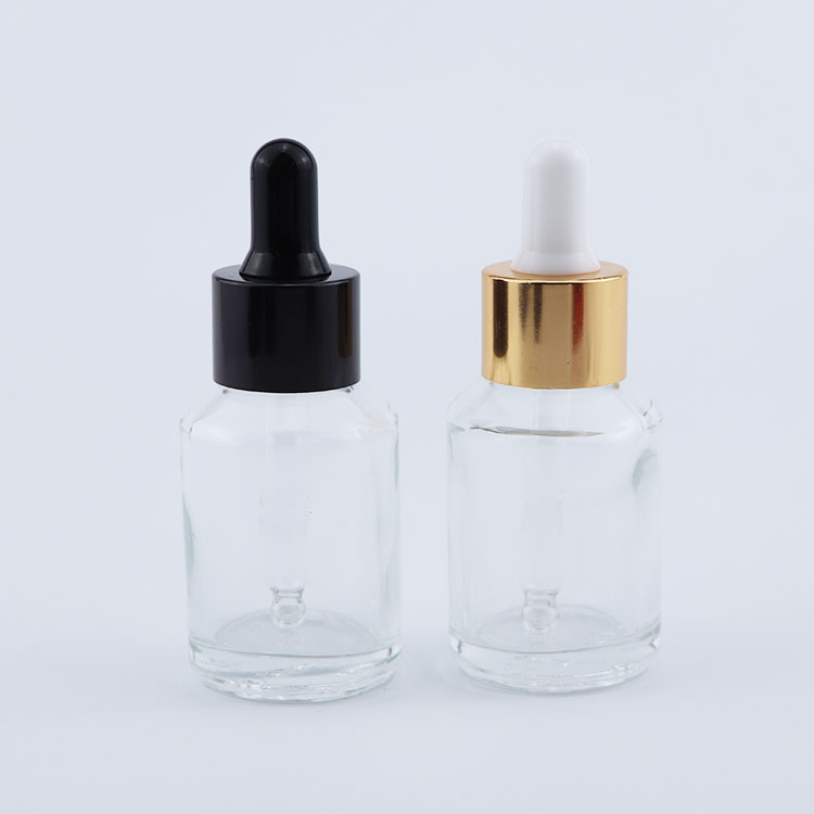 Cosmetic bottle 15ml 30ml 60ml 120ml essential oil face serum glass dropper bottle with gold cap