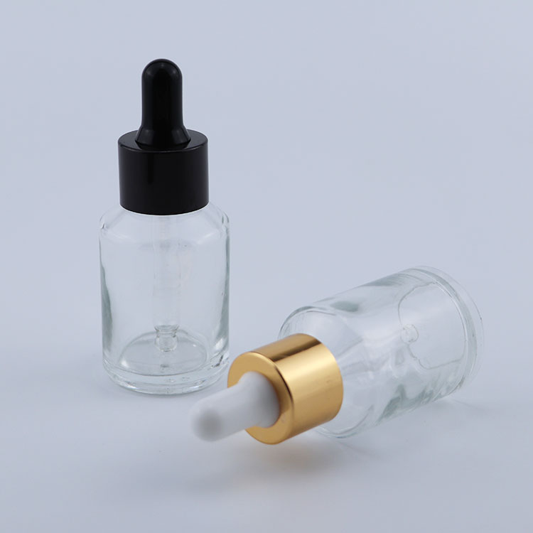 Cosmetic bottle 15ml 30ml 60ml 120ml essential oil face serum glass dropper bottle with gold cap