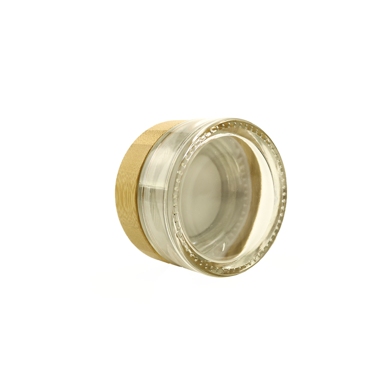Cosmetic clear glass jar with bamboo lid wooden cap 1.7oz 50g 50ml glass cream clear jar with bamboo top ready for ship RTS