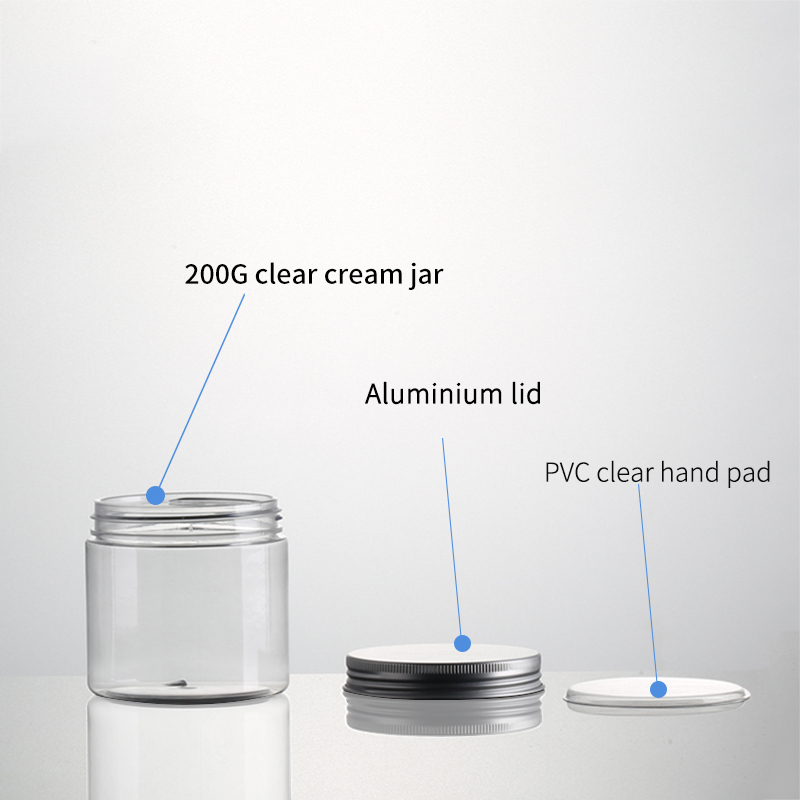 Cosmetic clear plastic jar 100ml 120ml 150ml 200ml 4 oz plastic cosmetic jars with screw top lids