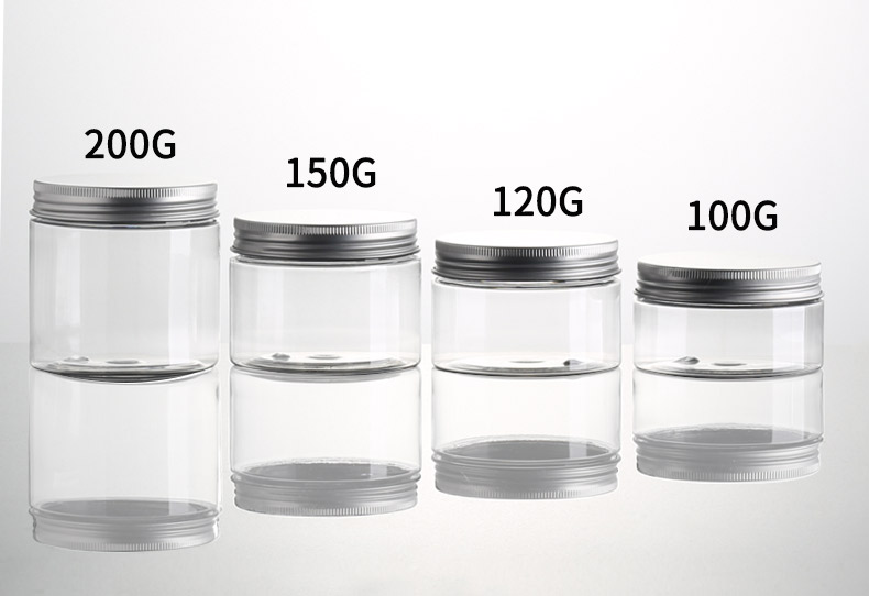 Cosmetic clear plastic jar 100ml 120ml 150ml 200ml 4 oz plastic cosmetic jars with screw top lids
