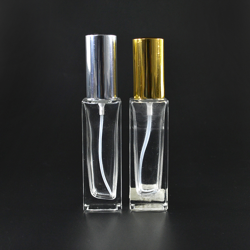 Cosmetic  container   10ml 30ml 50ml 100ml Clear Tall square glass perfume bottle with gold silver black pump caps